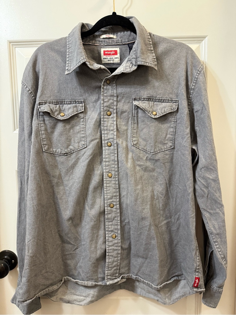 Wrangler Indigo Gray Snap Front Western Shirt XL